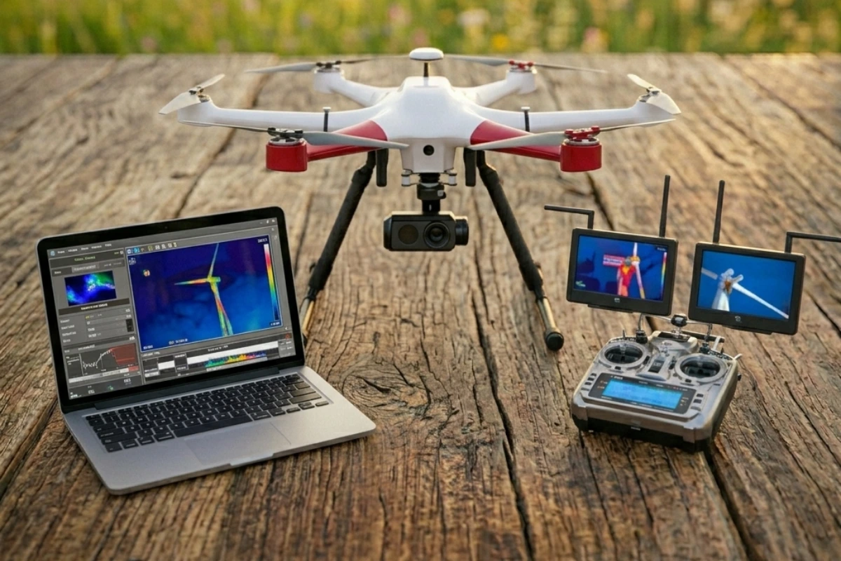 Foto modificata di un drone con termocamera ir